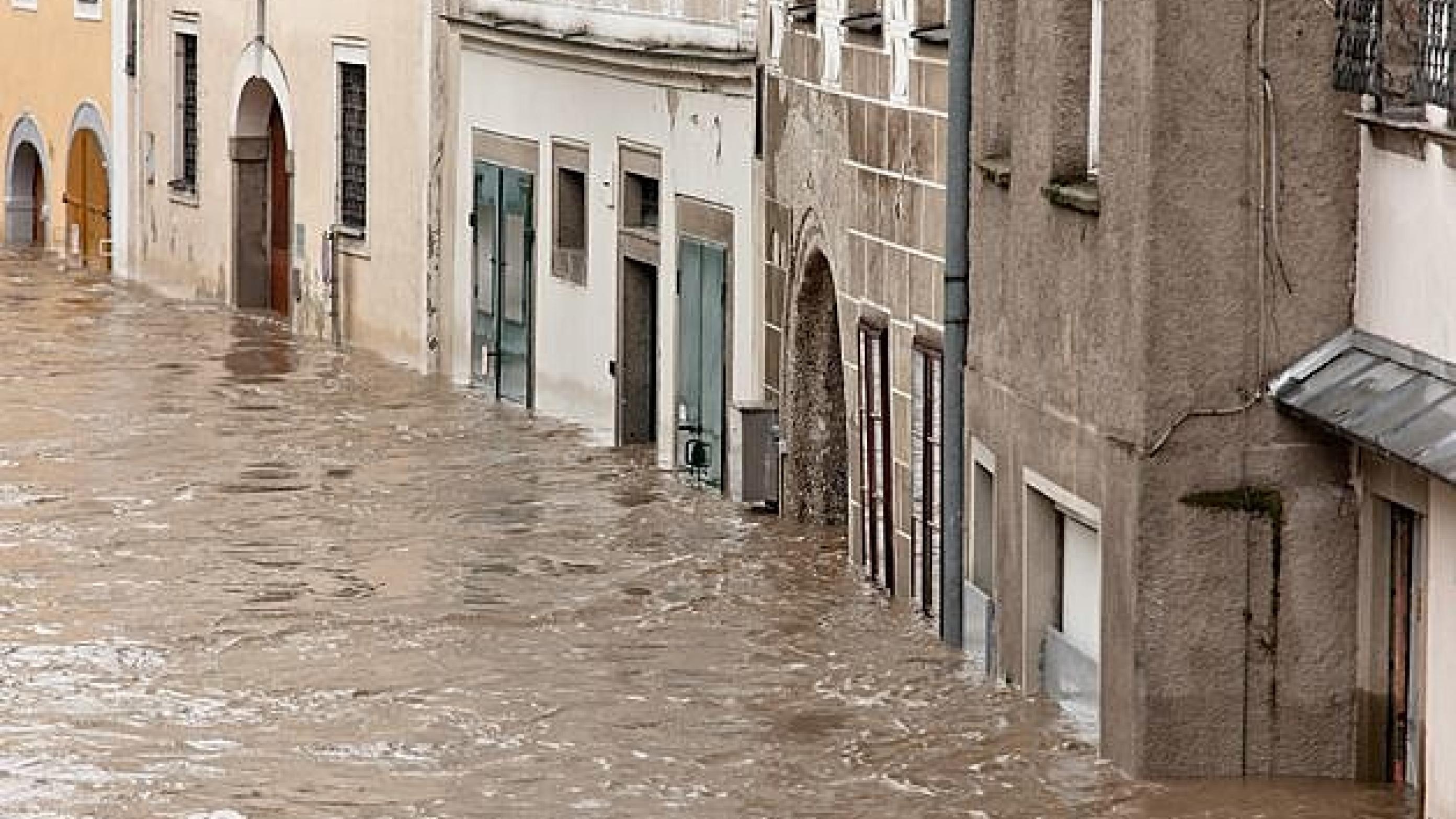 Klimaforandringerne har indflydelse på helbredet. På billedet: oversvømmelse i Steyr, Østrig.