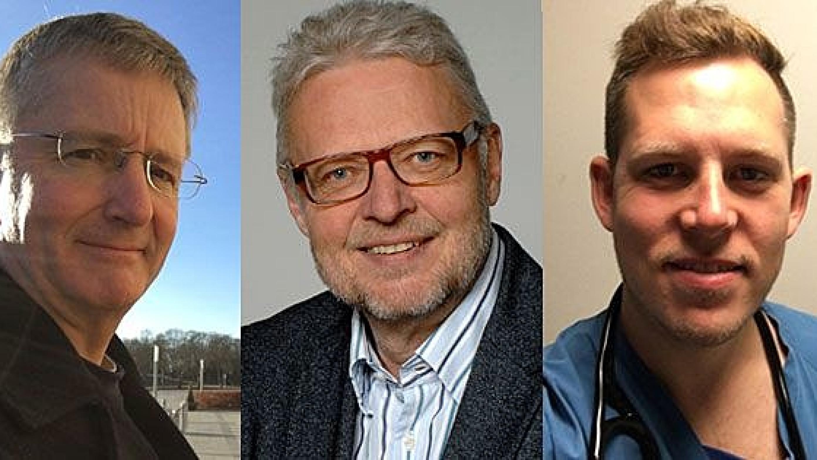Bjarke Kryger, overlæge og tillidsrepræsentant på Sygehus Sønderjylland, Søren Aggestrup, nu afsat lægelig direktør på sygehuset og Henrik Hansen, reservelæge og fællestillidsrepræsentant for yngre læger på sygehuset.