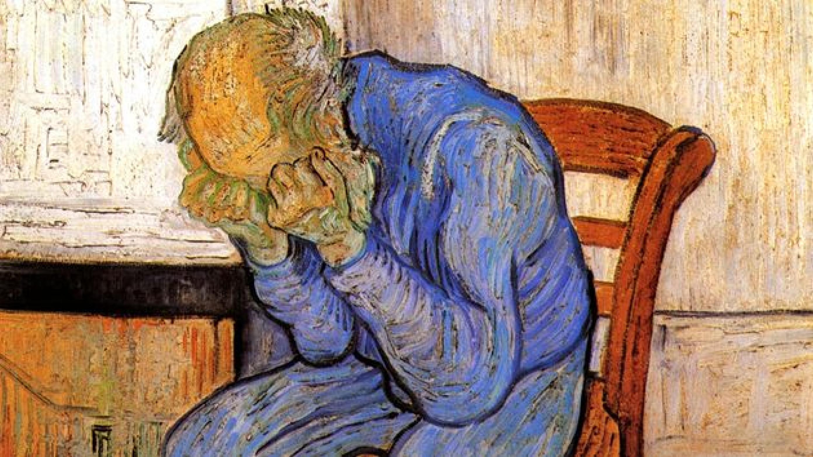 Udsnit af Sørgende Ældre Mand (Ved Evighedens Port) af Vincent van Gogh