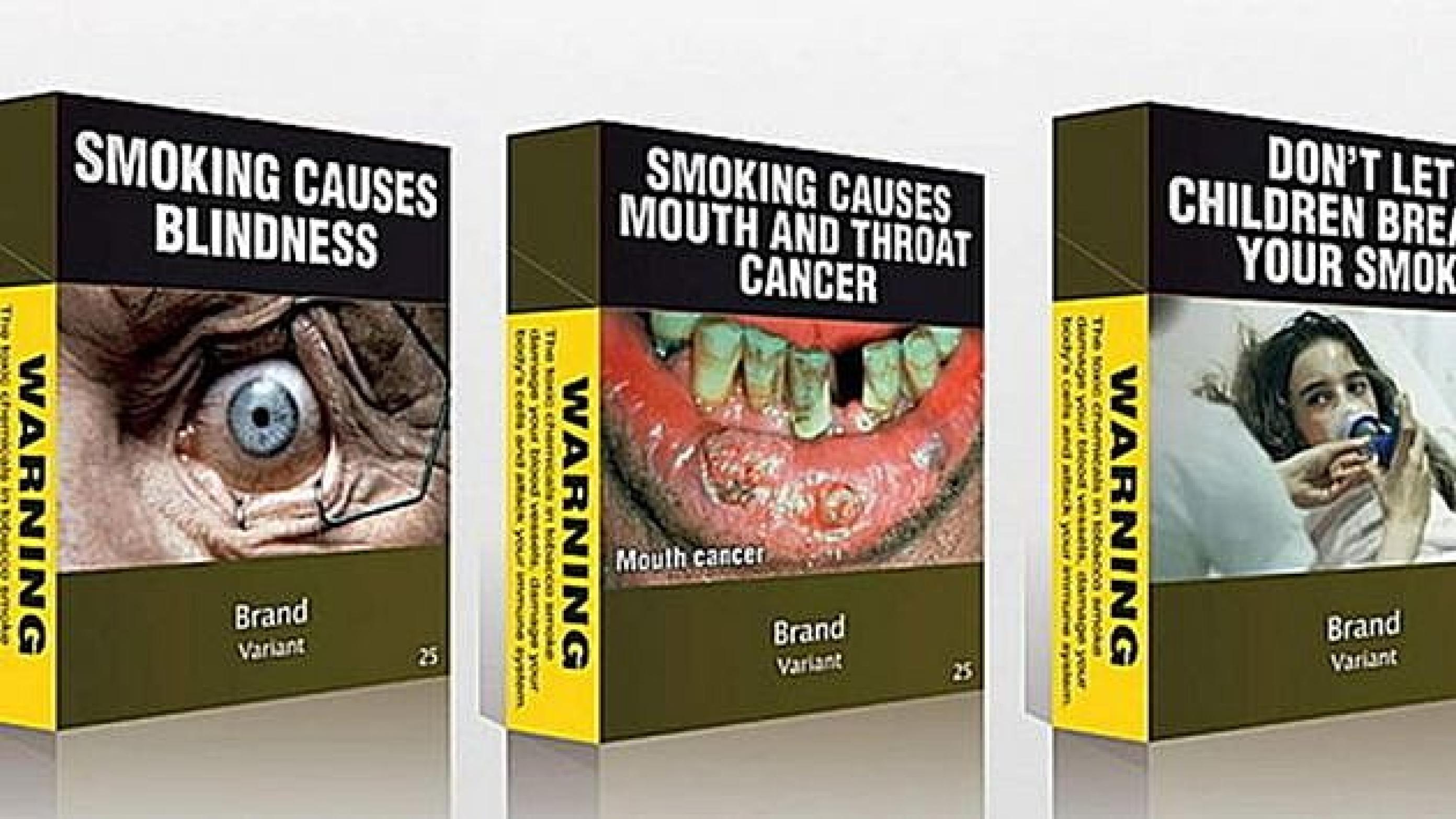 Sådan ser de neutrale cigaretpakker ud i Australien, der 1. december 2012 indførte neutrale cigaretpakker. 