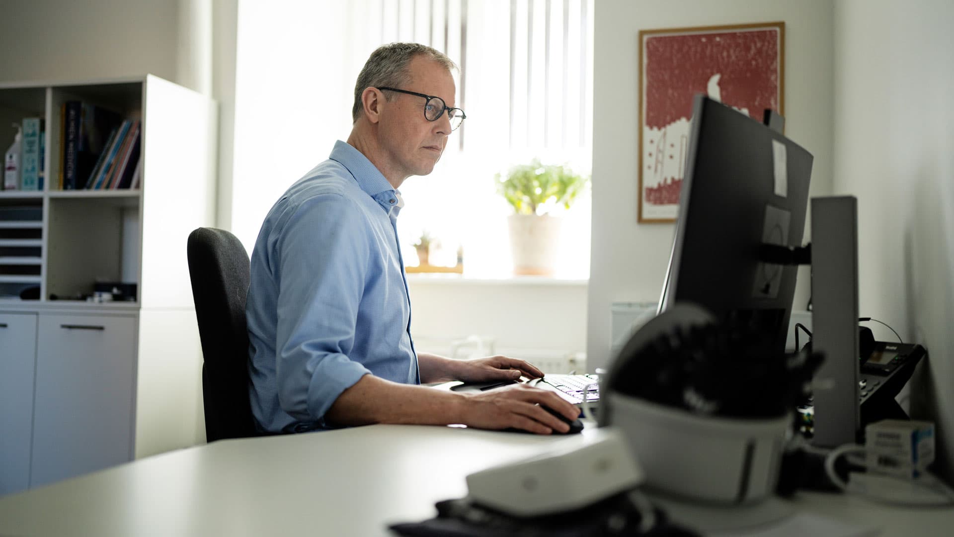 Mogens Vestergaard i sin praksis i Lægefællesskabet i Grenå. Foto: Martin Dam Kristensen