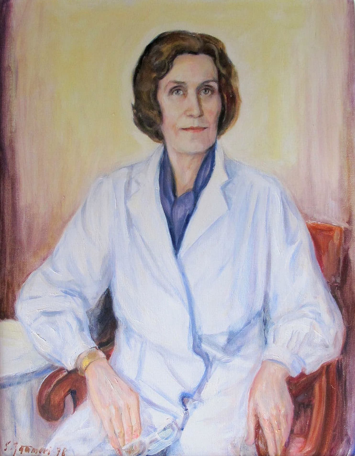 Illustration: Sonja Jäämeri: »Professor Salme Vannas«, 1978. Olie på lærred, 81,5 × 65 cm, Helsinki Universitet.