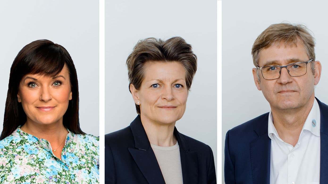 Indenrigs- og sundhedsminister Sophie Løhde (tv.) melder nu ud, at hun er parat til at ændre i lovpakken om almen praksis. Noget, Camilla Rathcke, formand for Lægeforeningen, og Jørgen Skadborg, formand for PLO, hilser meget velkommen. Foto: Venstre & Claus Boesen