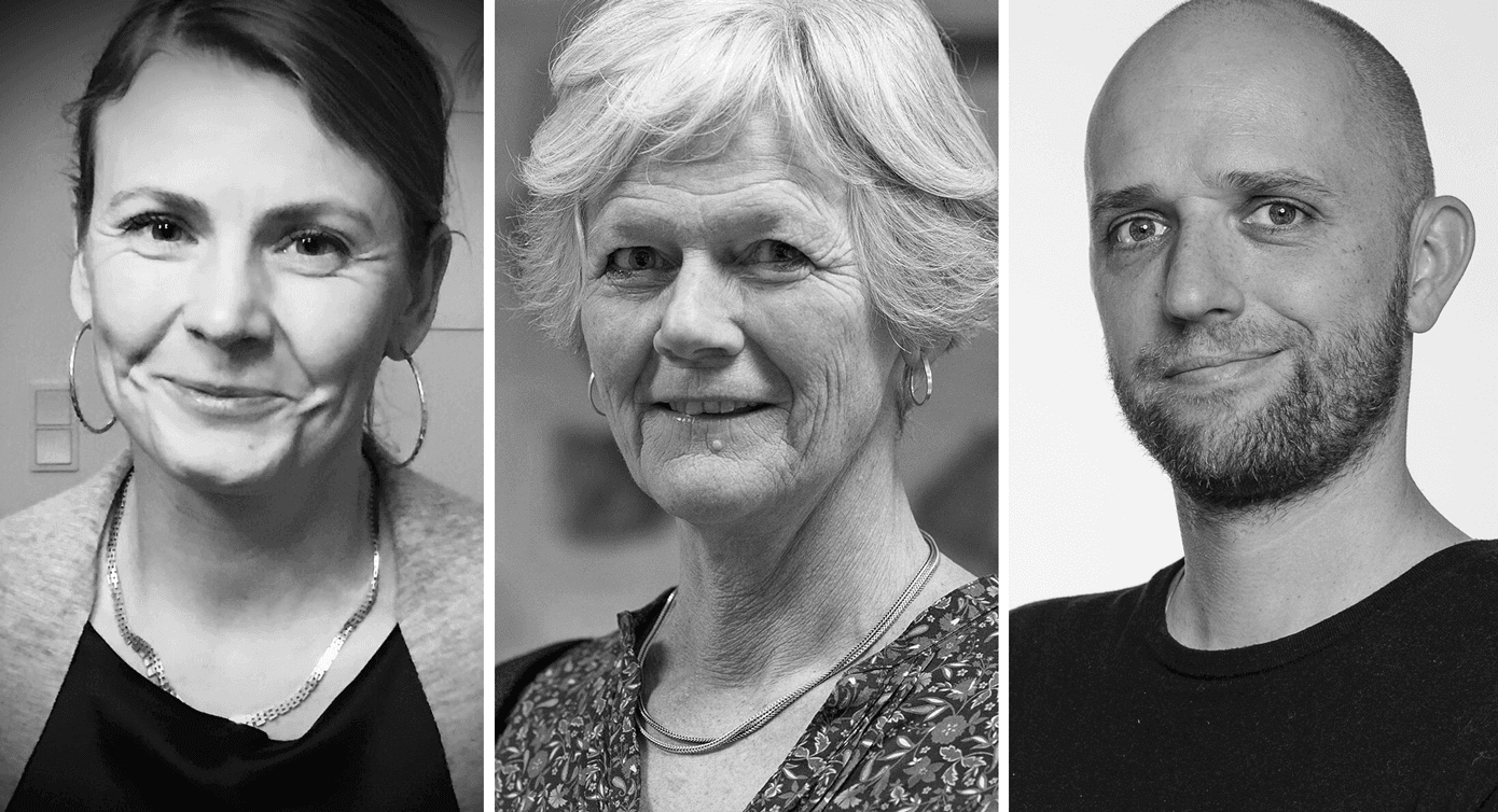 Dorte Linde-Bech (tv.) indtræder i DMPG's forretningsudvalg som repræsentant for BUP, Inger Brødsgaard har været tværregional koordinator i opstarten af projektet, og Simon Hjerrild har fra starten været forperson for DMPG ADHD. Foto: privat / Region Nordjylland / Jesper Voldgaard