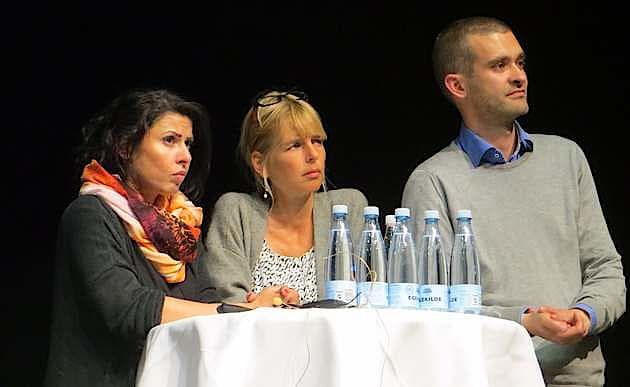 De to svenske læger bag "lægeopråbet", Lollo Makdessi og Märit Halmin, sammen med Lægeforeningens formand, Andreas Rudkjøbing. Foto: Vibeke Holm Andersen 