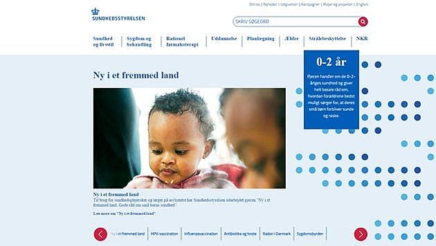 Sundhedsstyrelsens nye hjemmeside har fået nyt layout og sætter større fokus på ældre. Foto: Screenshot af hjemmesidens forside
