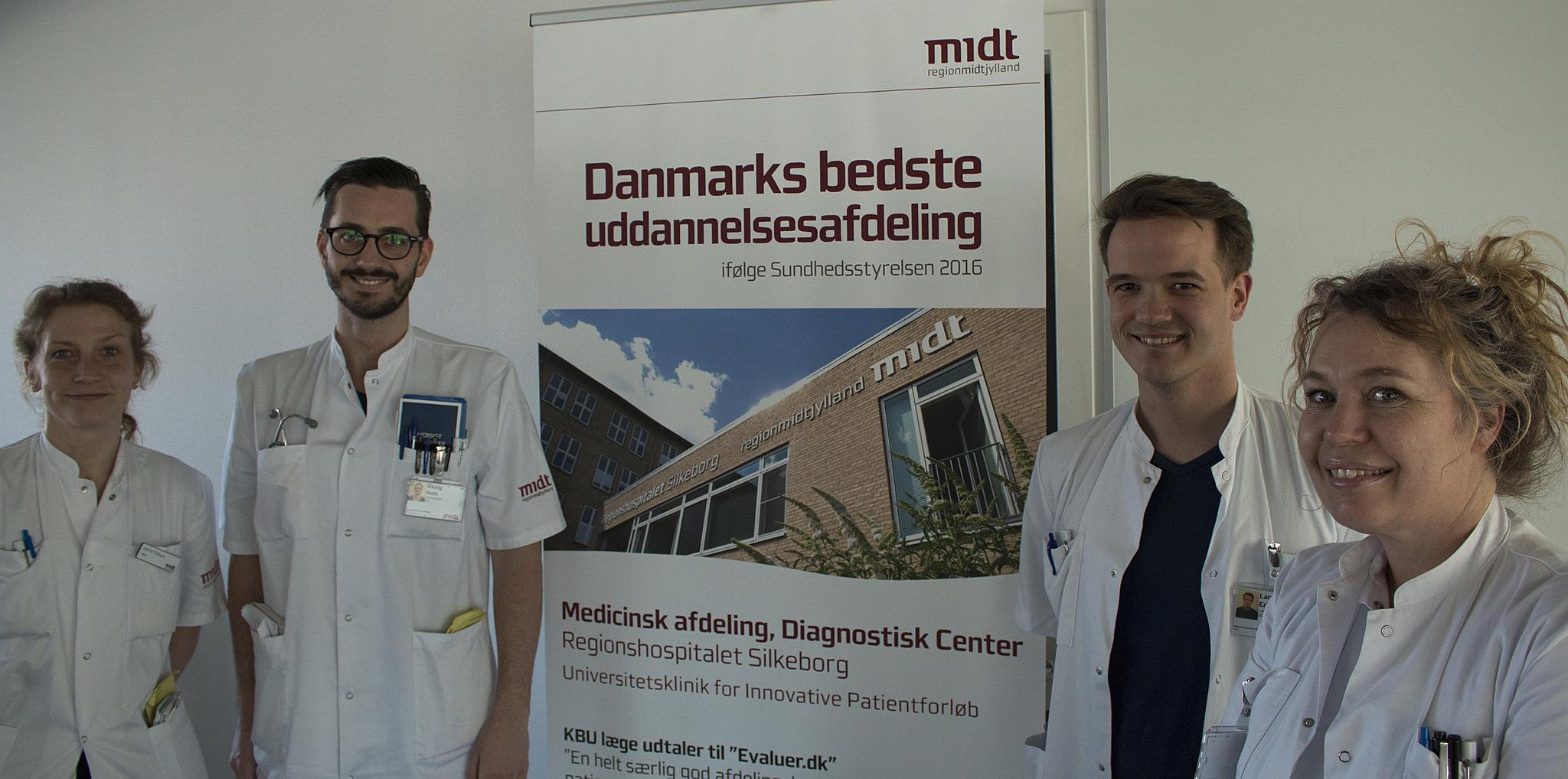 Janne Fassov (tv.), Viking Huss, Lars Brun og Charlotte Steffensen (th.) er alle under uddannelse på Diagnostisk Center, Regionshospital Silkeborg. Foto: Alexander Tange