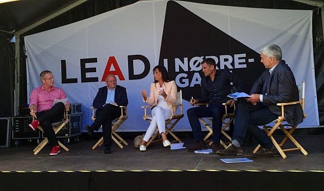 Flemming Møller Mortensen, Socialdemokraternes ordfører i debat på Folkemødet med bl.a. sundhedsminister Sophie Løhde (V), Torben Möger Pedersen, direktør for PensionDanmark og Jan Steenhard, direktør for Falck Healthcare. 