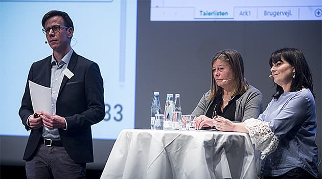 Fra debatten om systematisk kompetenceudvikling: Lægeforeningens Mads Skipper, professor og prodekan Charlotte Ringsted og praktiserende læge Gunver Lillevang. Foto: Palle Peter Skov