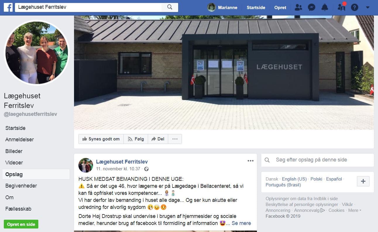 Hjemme i Ferritslev har patienterne kunne se på sociale medier, hvorfor lægehuset er ret tomt i disse dage. 