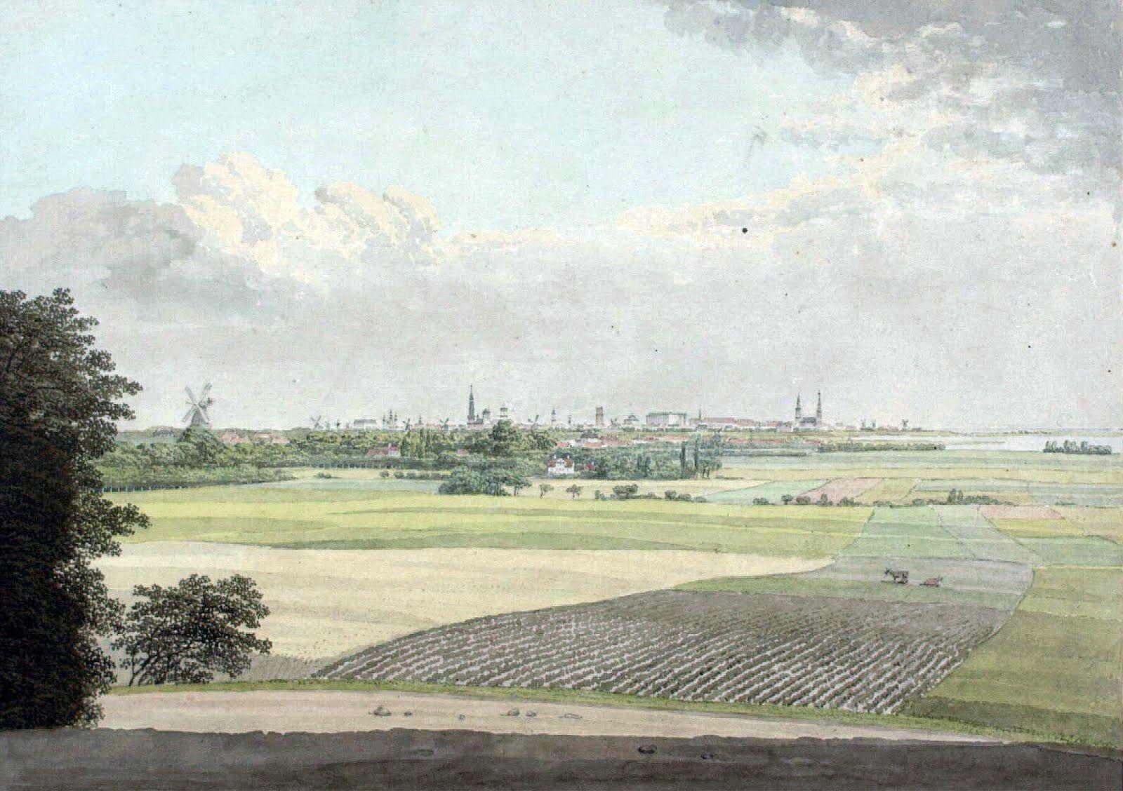 København på koleraens tid i 1850’erne – set fra Valby Bakke. Foto: Det kgl. Bibliotek