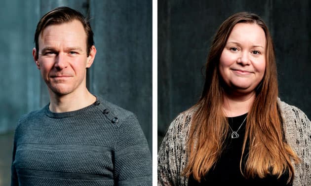 Søren Dinesen Østergaard, professor ved Aarhus Universitets­hospital Psykiatrien og Pernille Kølbæk, læge og postdoc på Aarhus Universitets­hospital. Foto: Martin Dam Kristensen 