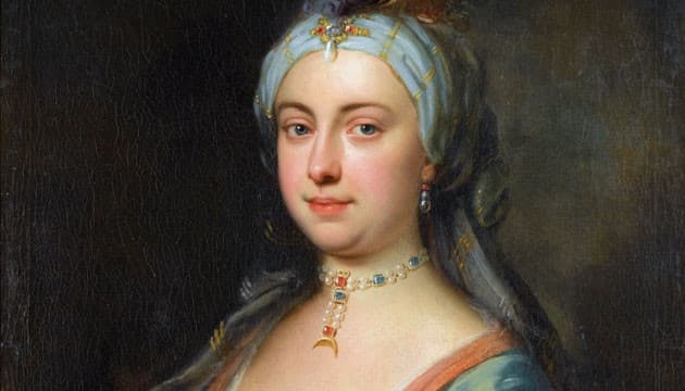 Mary Wortley Montagu. Oliemaleri af Joseph Highmore. Bridgeman Images. Photo © Fine Art Images / Bridgeman Images