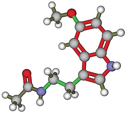 Melatonin, molekylær struktur.