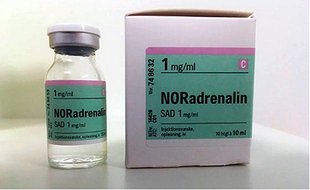Noradrenalin til intravenøs administration.