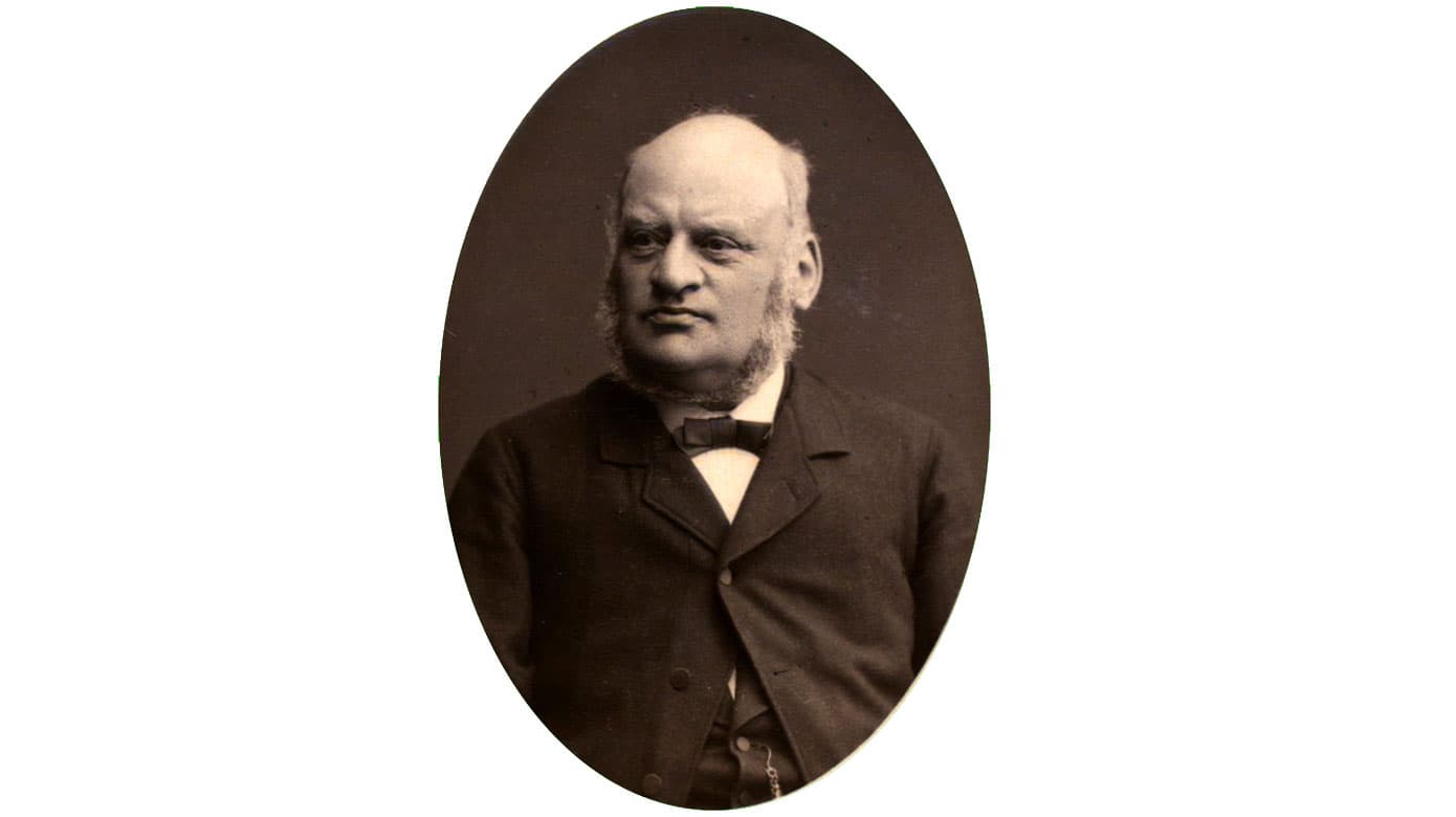 Manden bag bogmærket: Frederik Jacob Trier – redaktør af Ugeskrift for Læger. Foto: Det kongelige Bibliotek.