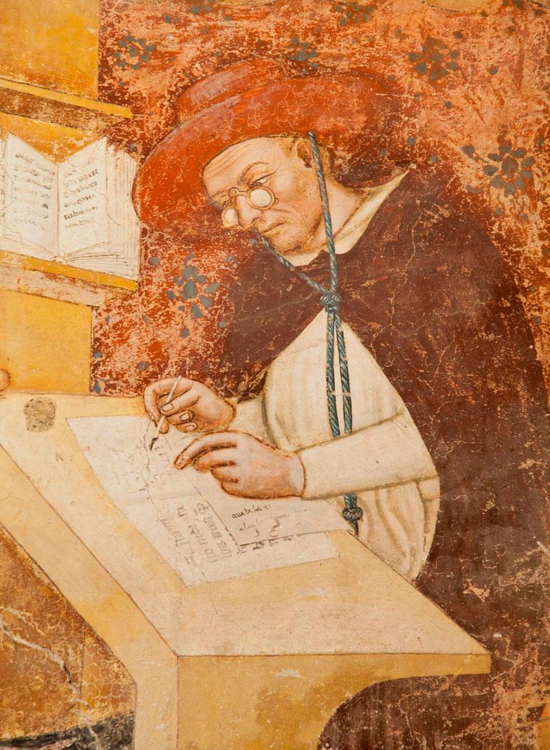 Den tidligste billedfremstilling af en brillebærer er Tommaso af Modenas fresko fra 1352 i kapitelhuset ved San Nicolo-basilikaens Seminario i Treviso. Den viser Kardinal Hugo af Provence ved skrivepulten med briller, der tilsyneladende af sig selv balancerer på næseryggen.