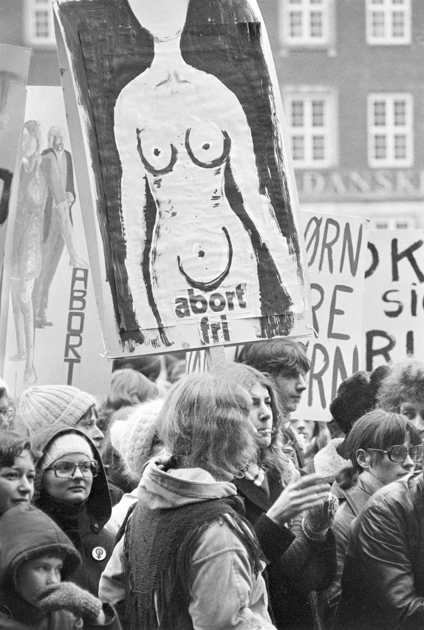 Demonstrationer for- og imod fri abort i København i 1973 