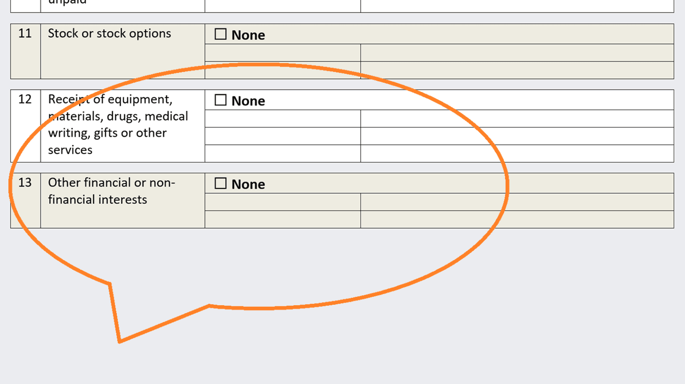 Excerpt from ICMJE Disclosure Form