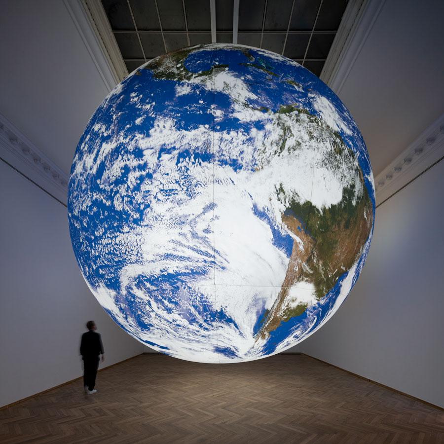 Luke Jerram, Gaia, 2018. Installation view, The World is in You, Medical Museion and Kunsthal Charlottenborg, 2021. Photo by David Stjernholm. Courtesy of Luke Jerram.
