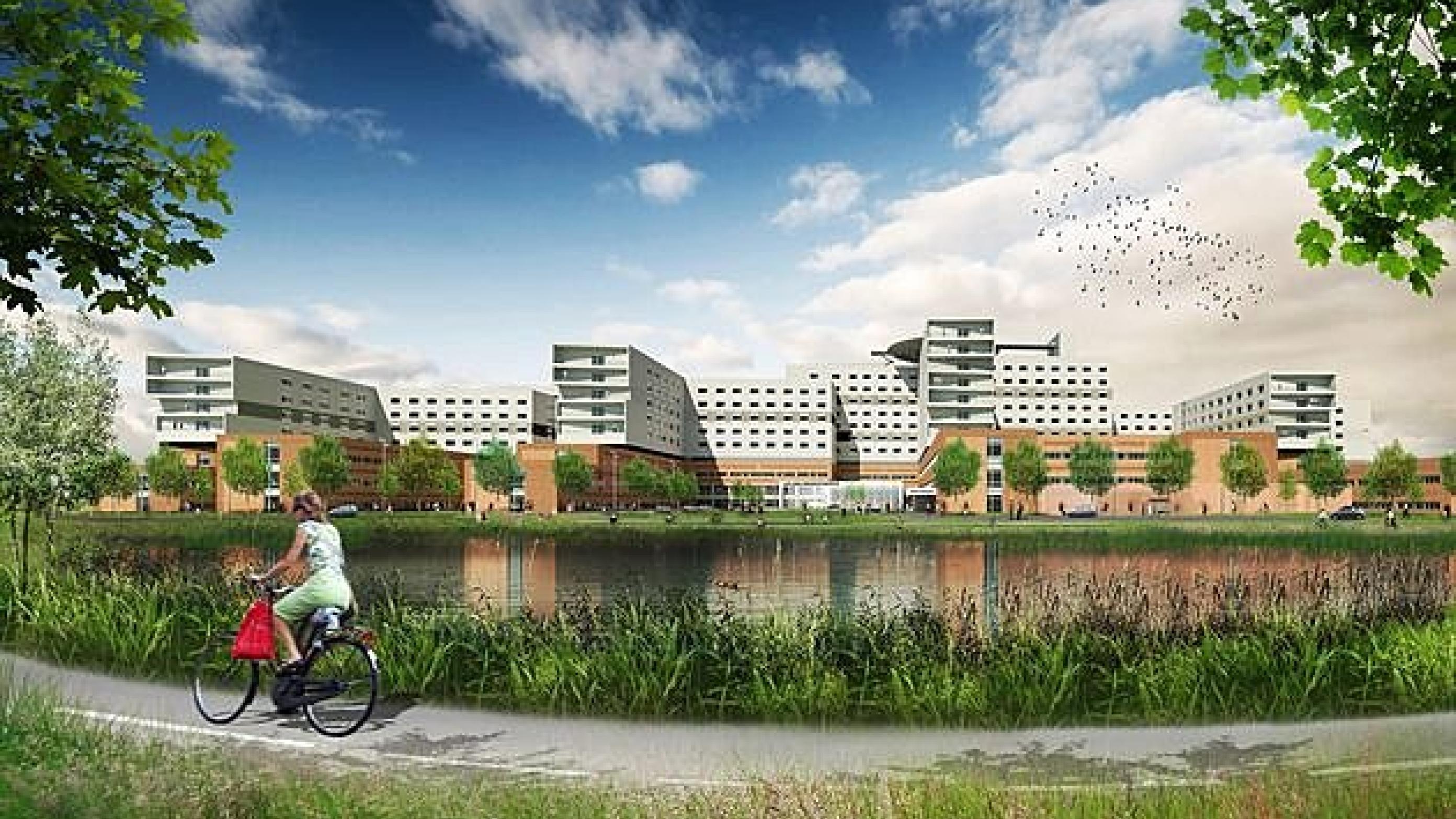 Bygherrens visualisering af det kommende universitetssygehus i Køge.
