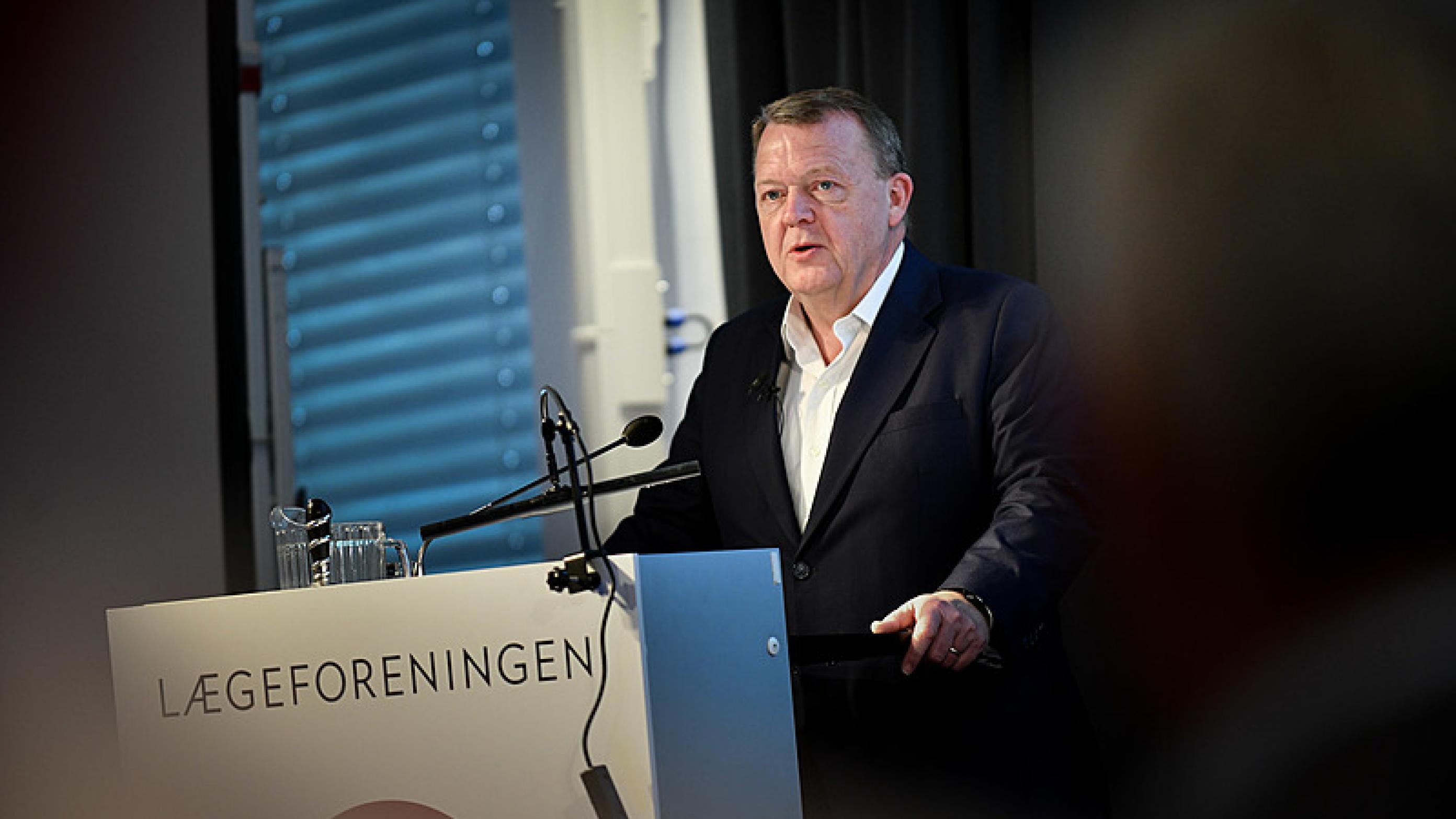 Statsminister Lars Løkke Rasmussen (V) talte til deltagerne i Lægemødet. Foto: Palle Peter Skov. 