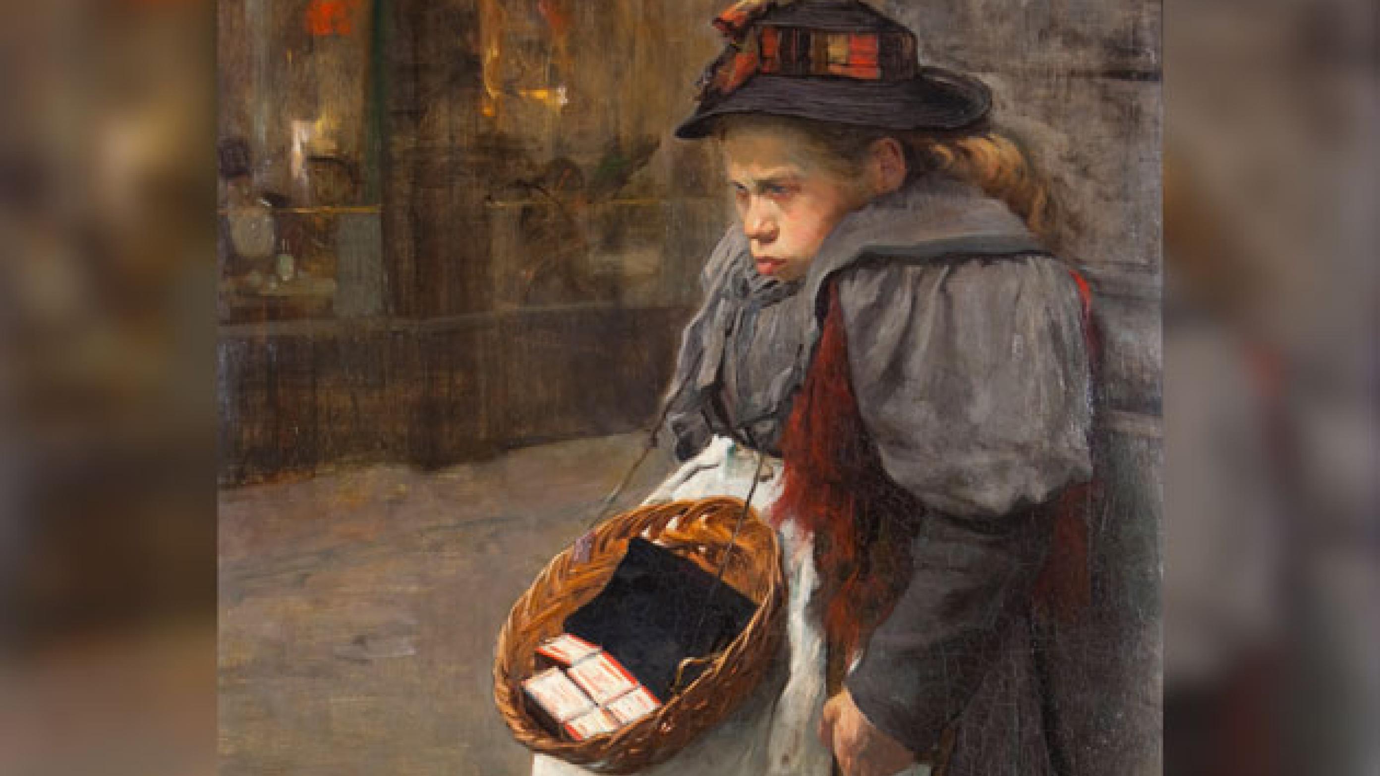 Pigen med tændstikkerne. Maleri af Floris Antzenius, ca. 1900. Haags Historisch Museum. Billede: Wikimedia Commons