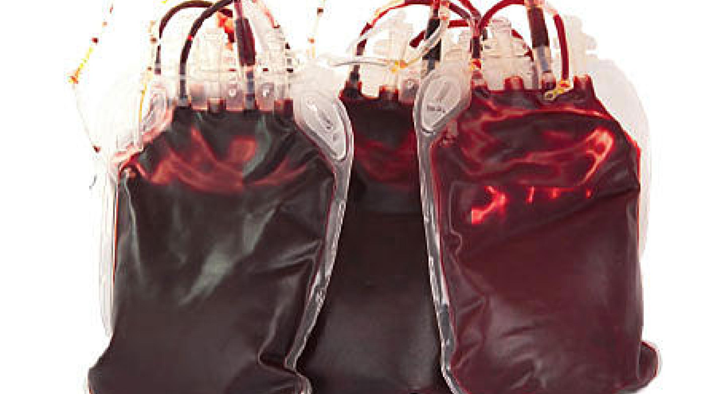 Røde donorblodceller i pose.