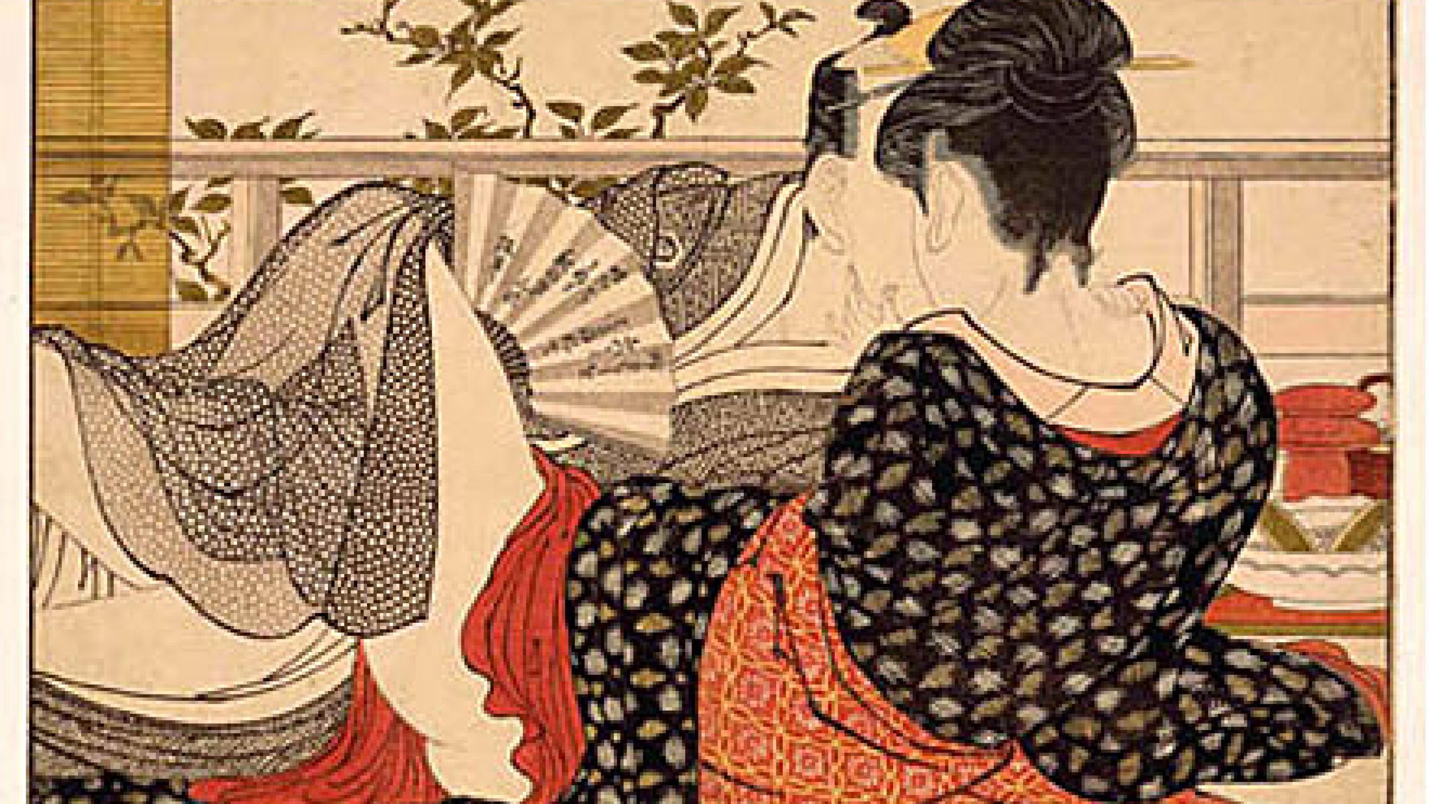 Uta makura (Pillow talk): Kitagawa Utamaro (1788). Japansk shunga.